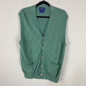 Pendleton 100% Cotton Teal Turquoise Sweater Vest Button Down Cardigan Unisex